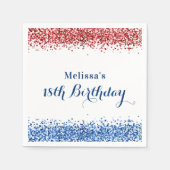 Patriottische rode blauwe glitter Birthday Party Servet (Voorkant)