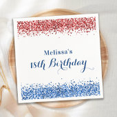 Patriottische rode blauwe glitter Birthday Party Servet