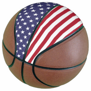 Patriottische rode, blauwe sterren en strepen vlag basketbal