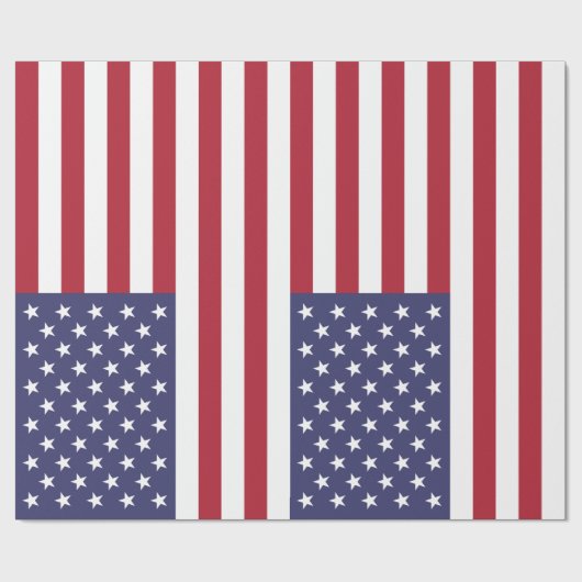 Patriottische rode, blauwe sterren en strepen vlag cadeaupapier (Vlak)