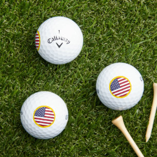 Patriottische rode, blauwe sterren en strepen vlag golfballen