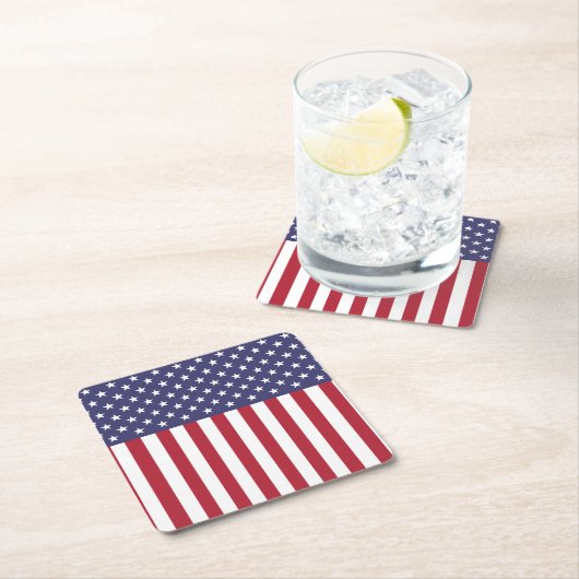 Patriottische rode, blauwe sterren en strepen vlag kartonnen onderzetters (Insitu)