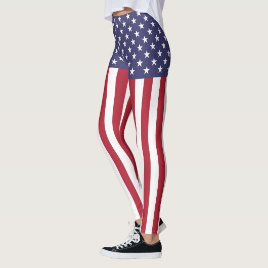 Patriottische rode, blauwe sterren en strepen vlag leggings (Links)