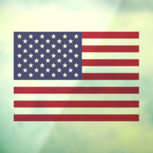 Patriottische rode, blauwe sterren en strepen vlag raamsticker