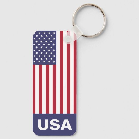 Patriottische rode, blauwe sterren en strepen vlag sleutelhanger (Achterkant)