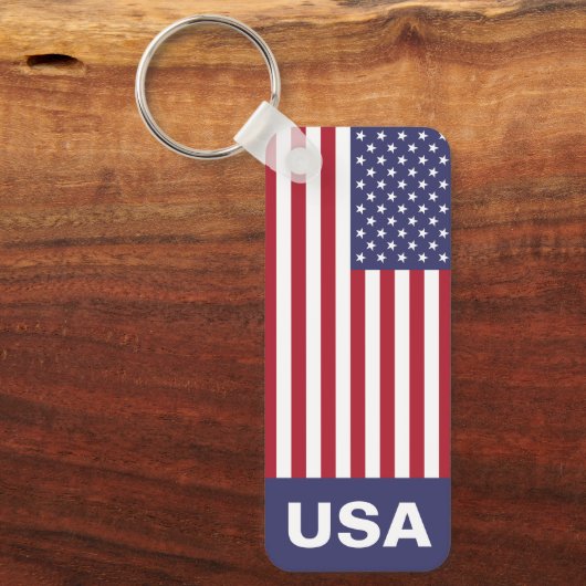 Patriottische rode, blauwe sterren en strepen vlag sleutelhanger (Voorkant)
