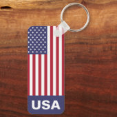 Patriottische rode, blauwe sterren en strepen vlag sleutelhanger (Achterkant)