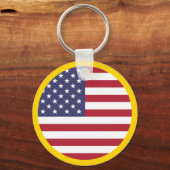 Patriottische rode, blauwe sterren en strepen vlag sleutelhanger (Voorkant)