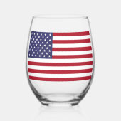 Patriottische rode, blauwe sterren en strepen vlag wijnglas zonder voet (Voorkant)