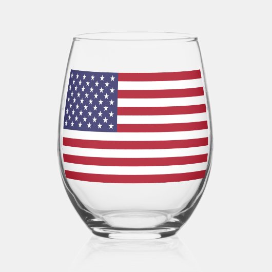 Patriottische rode, blauwe sterren en strepen vlag wijnglas zonder voet (Voorkant)