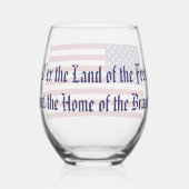 Patriottische rode, blauwe sterren en strepen vlag wijnglas zonder voet (Achterkant)