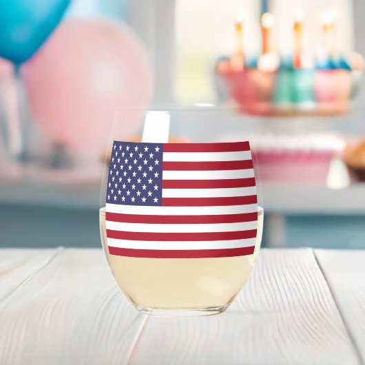 Patriottische rode, blauwe sterren en strepen vlag wijnglas zonder voet (Insitu (Baby Shower))