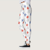 Patriottische rode, blauwe sterren leggings (Links)