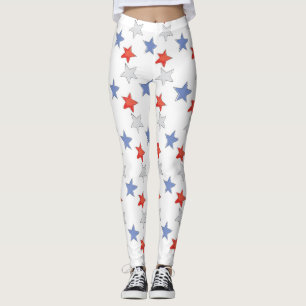 Patriottische rode, blauwe sterren leggings