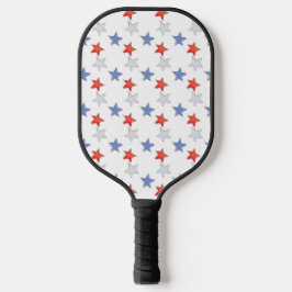 Patriottische rode, blauwe sterren pickleball paddle