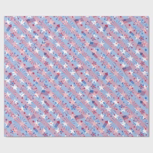 Patriottische rode blauwe sterren Stripe Onafhanke Cadeaupapier (Vlak)