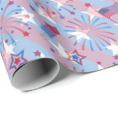 Patriottische rode blauwe sterren Stripe Onafhanke Cadeaupapier (Rol Hoek)