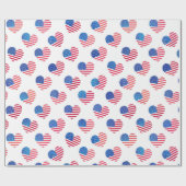 Patriottische rode blauwe sterren Stripes Heart Fl Cadeaupapier (Vlak)