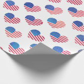 Patriottische rode blauwe sterren Stripes Heart Fl Cadeaupapier (Hoek)