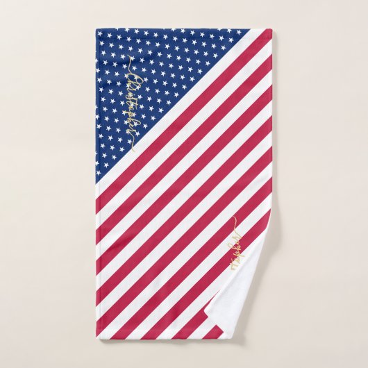 Patriottische rode, blauwe sterren Stripes monogra Bad Handdoek (Handdoek)