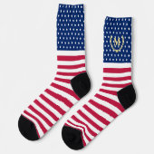 Patriottische rode, blauwe sterren Stripes monogra Sokken (Links)