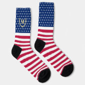 Patriottische rode, blauwe sterren Stripes monogra Sokken (Rechts)