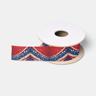 Patriottische Rode Blauwe Witte Glitter Golvende W Satijnen Lint