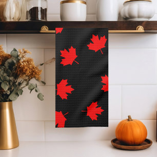 Patriottische Rode Canadese Esdoornblad Zwarte Pat Theedoek
