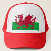 Patriottische rode draak van het Wales Sports Team Trucker Pet (Voorkant)