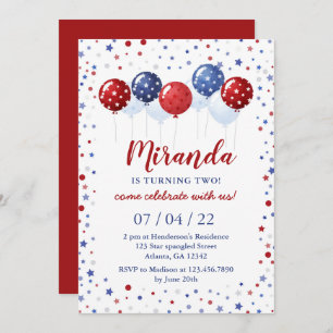 Patriottische rode en blauwe ballonnen 4 juli Verj Kaart