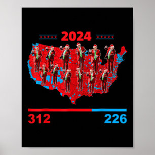 Patriottische rode en blauwe kaart County Verkiezi Poster