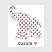 Patriottische rode en blauwe sterren Olifant Conto Sticker (Vel)