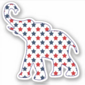 Patriottische rode en blauwe sterren Olifant Conto Sticker (Voorkant)