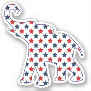 Patriottische rode en blauwe sterren Olifant Conto Sticker