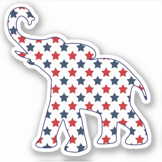 Patriottische rode en blauwe sterren Olifant Conto Sticker (Voorkant)