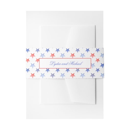 Patriottische Rode en Blauwe Sterren Uitnodigingen Wikkel (Voorkant Voorbeeld)