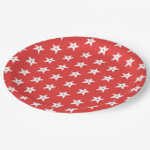 Patriottische rode en witte sterren met harten papieren bordje (Gekanteld)