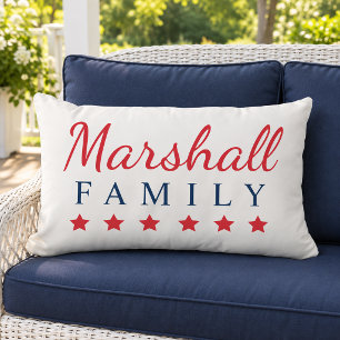 Patriottische Rode Marine Sterren Familie Monogram Buitenkussen