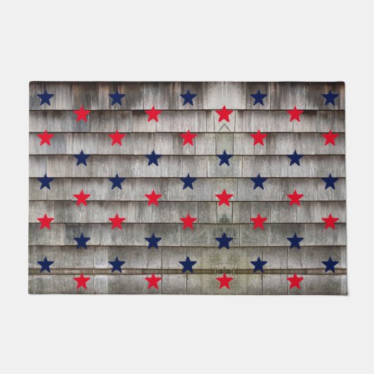 Patriottische rode marinesblauwe sterren rustige g deurmat (Voorkant)
