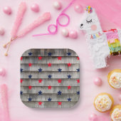 Patriottische rode marinesblauwe sterren rustige g papieren bordje (Feest)