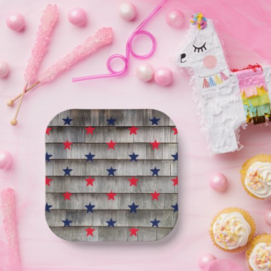 Patriottische rode marinesblauwe sterren rustige g papieren bordje (Feest)