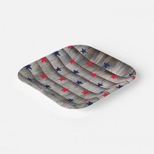 Patriottische rode marinesblauwe sterren rustige g papieren bordje (Gebogen)