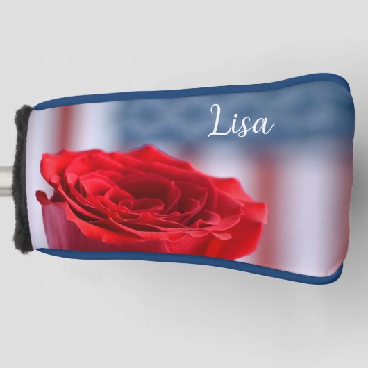 Patriottische Rode Rose Gepersonaliseerde Putter H Golfheadcover (Voorkant)