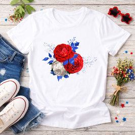 Patriottische rode rozenboeket Tri-Blend shirt