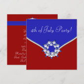Patriottische Rode Wit Blauwe 4 juli Feest Kaart (Voorkant / Achterkant)
