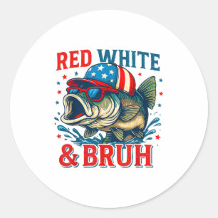 Patriottische Rode Witte & Bruh Amerika Vis Vi Ronde Sticker
