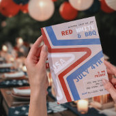 Patriottische Rode Witte & BBQ 4 juli Retro Kaart