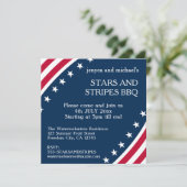 Patriottische Rode Witte Blauwe 4 juli uitnodiging (Staand voorkant)