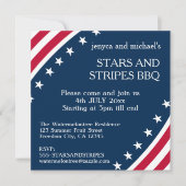Patriottische Rode Witte Blauwe 4 juli uitnodiging (Voorkant)