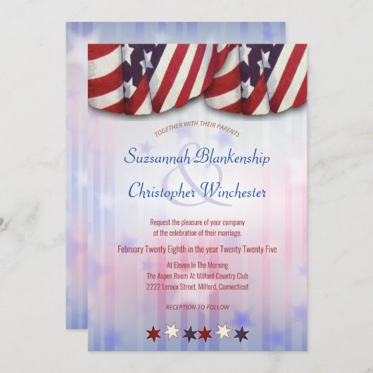 Patriottische rode witte blauwe achtergrondsterren kaart (Voorkant / Achterkant)